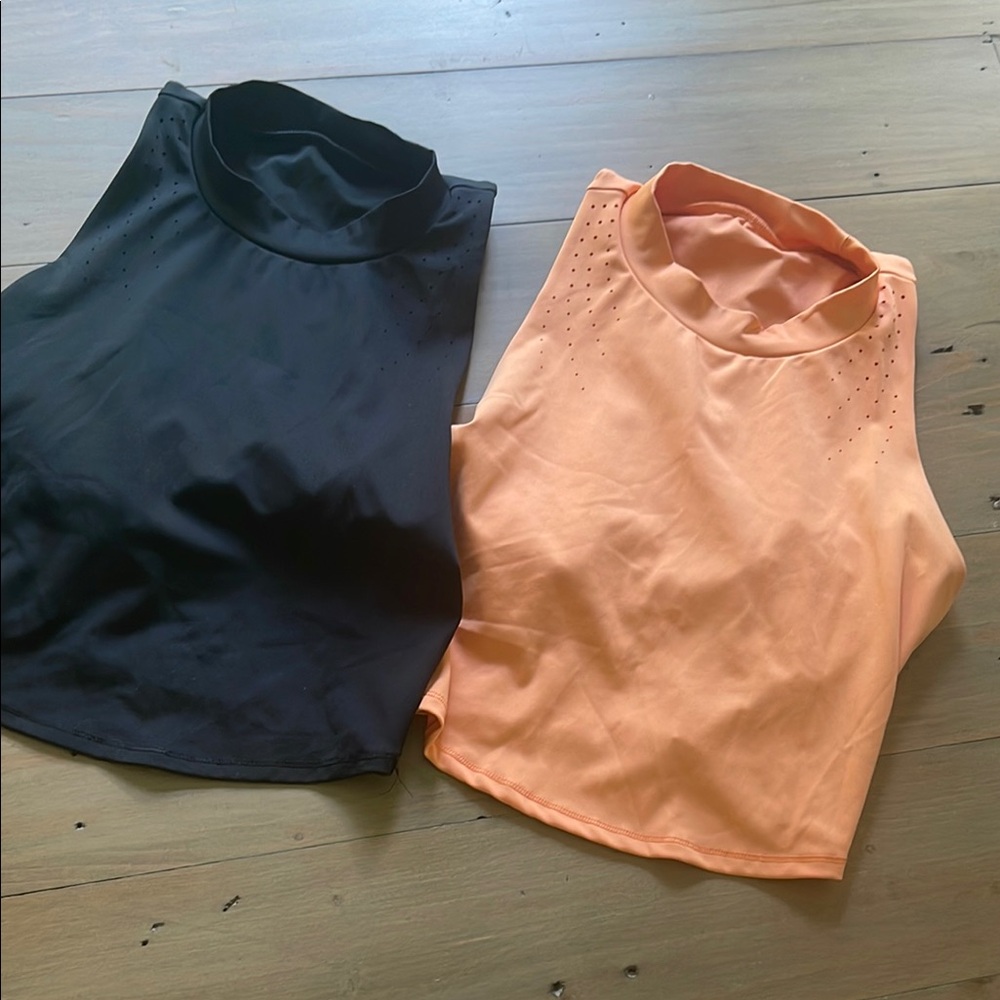 All in Motion Black and Orange Crop Tank Tops